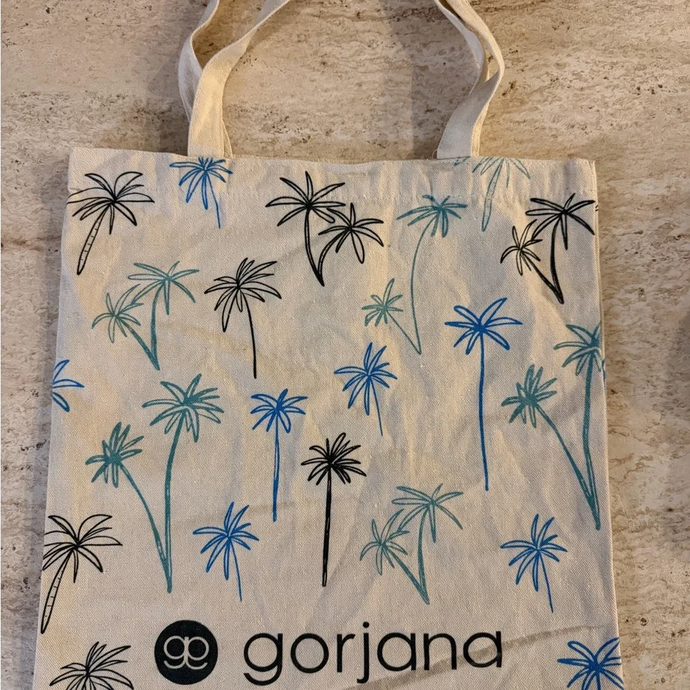Gorjana Cream Tote Bag with Palm Tree Design
